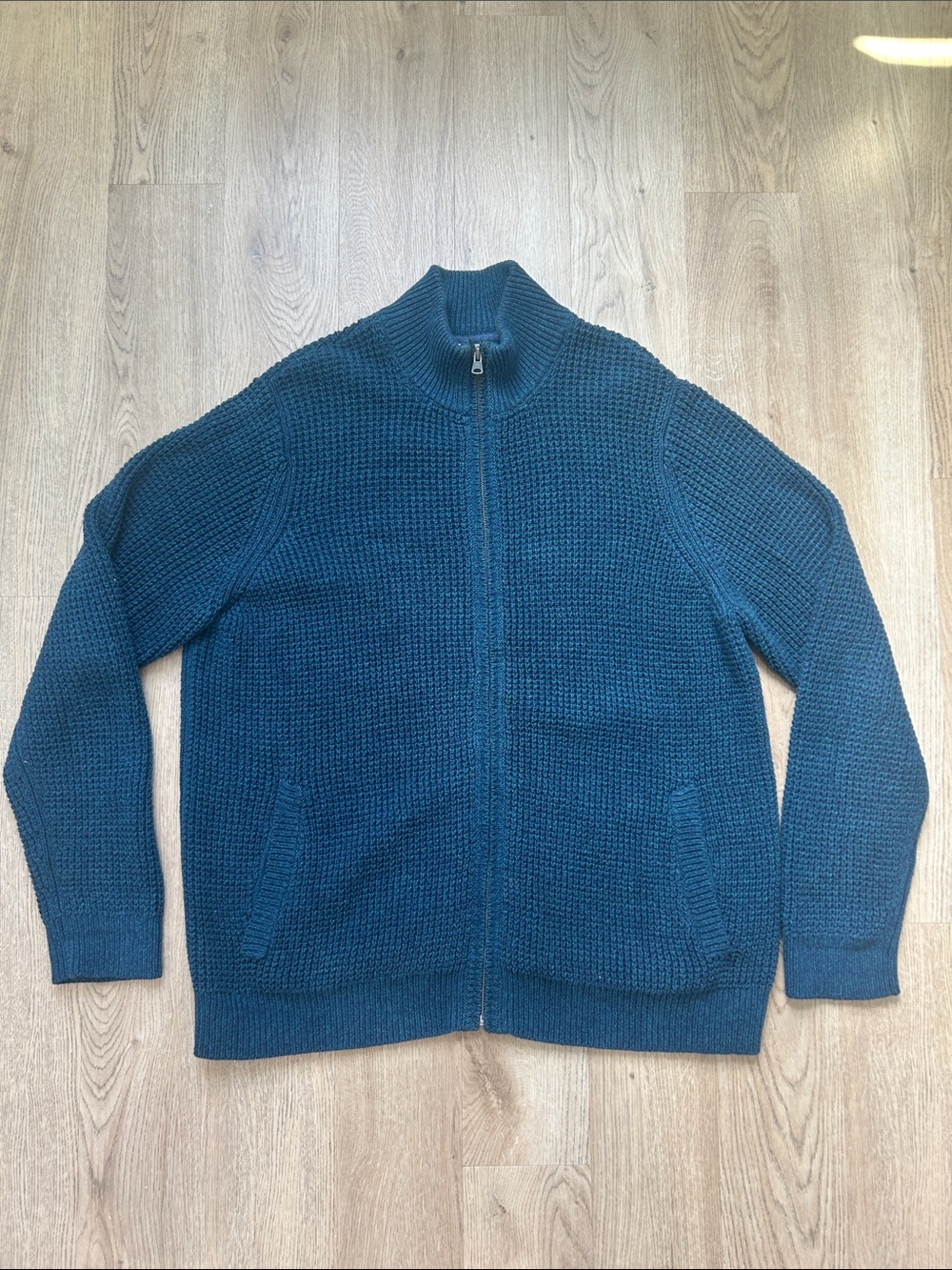 L.L. Bean Men’s 100% Cotton Teal Full-Zip Carsigan Sweater Size XL EUC